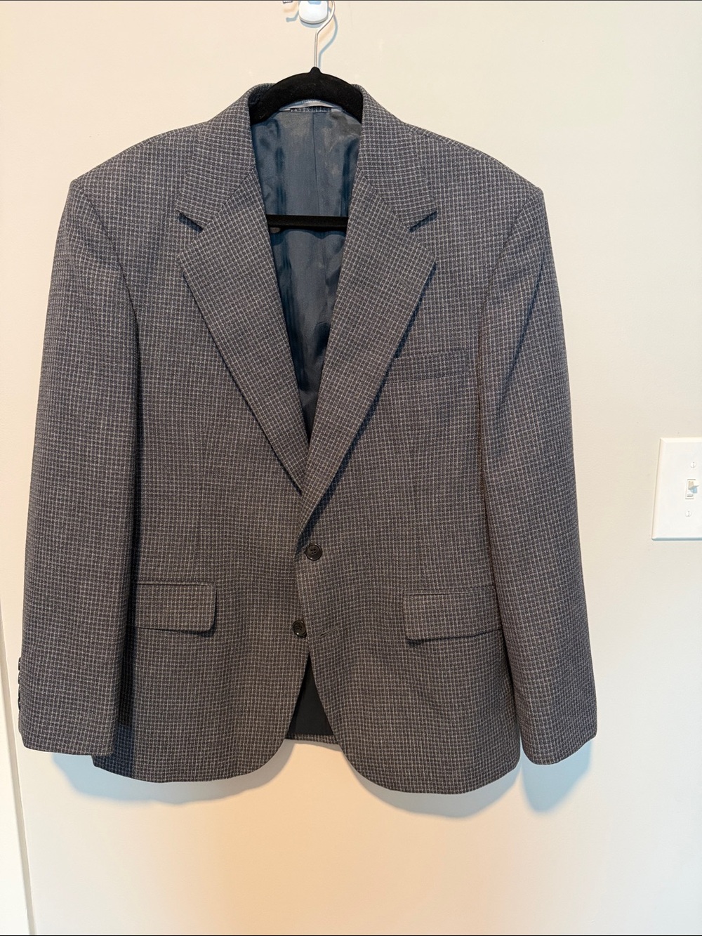 Classic Blue & Grey Checked Men’s Blazer - 42